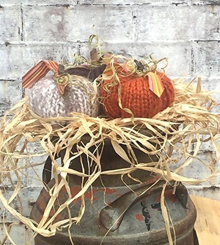 Shabby Chic Pumpkins, Fall Decor, Homemade Autumn, Mini Hand Knit Pumpkins, Primitive Pumpkins, Halloween Decor, Rustic Farmhouse