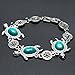 Diamondo Women Tortoise Silver Turquoise Necklace Earring Bracelet Jewelry Set