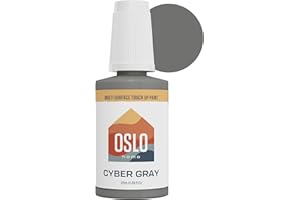 Oslo Home Porcelain + Appliance Touch Up Paint, Cyber Gray, 20ml, High Gloss, w/Brush in Bottle, for Bathroom Fixtures, Metal, Made in USA
