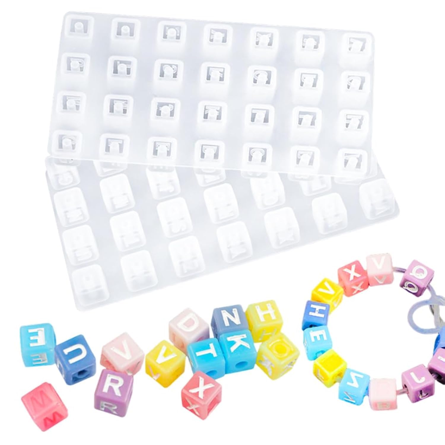 DIYBravo 2 PCS Dice Resin Moulds with Letters on, Cube Silicone UV Epoxy Resin Casting Moulds for Earrings Gemstone Bracelet Necklace Pendant Jewelry Making Craft