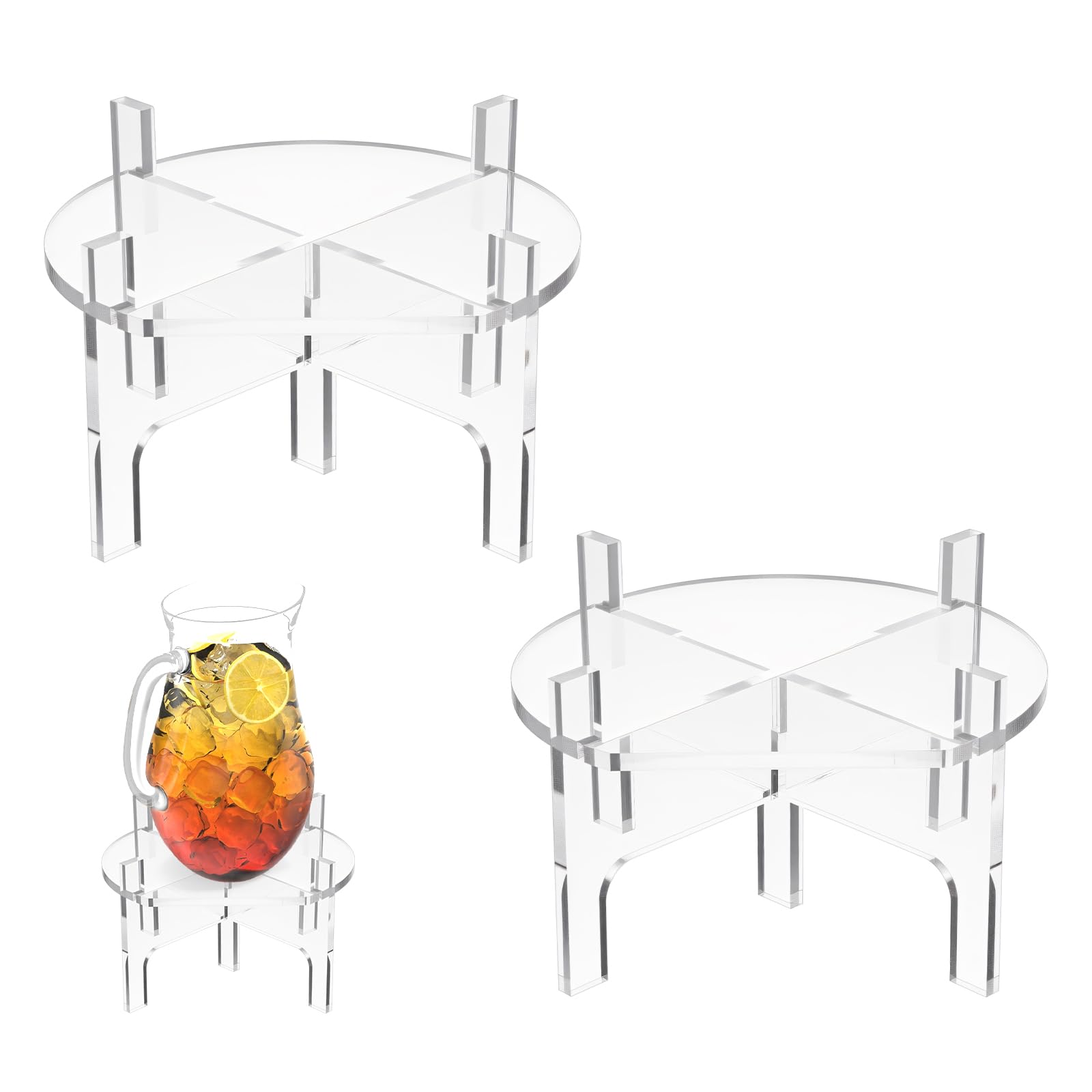 Photo 1 of **MISSING PARTS AND DAMAGED**
Acrylic Glass Drink Dispenser Stand, 2 Pack Water jug holder and Beverage Dispense, Drink Stand for Families, Parties and Catering Events