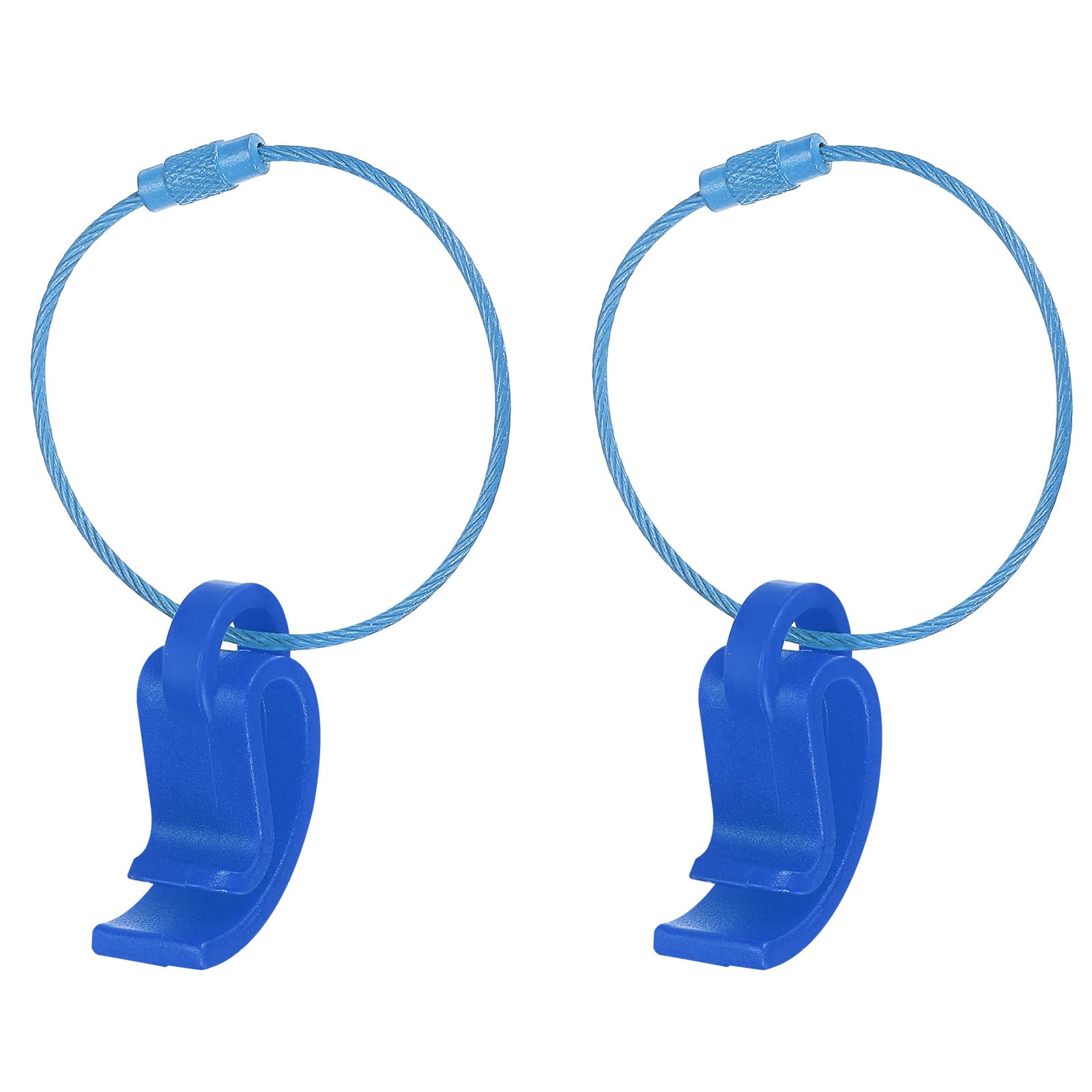 PATIKIL Flying Disc Clip with Wire Cable, 2 Pack Sport Disk Hanger Hook Holder for Carrying Organizing Discs, Blue