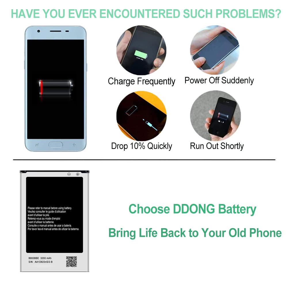 DDONG for Samsung Galaxy Note 3 N9000 N9005 N900A N900V N900P N900T Replacement Battery B800BC B800BE B800BU 3200mAh
