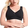 TELIMUSSTO Women's Plus Size Soft Cotton Lace Bra Full Coverage Wirefree Non-Padded