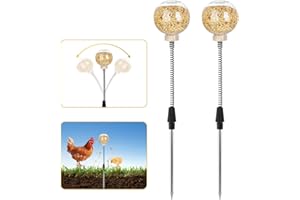 Kalekey 2 Pack Chicken Feeding Toy, Chicken Enrichment Toys with Spring and Ground Stake, Chicken Treat Dispenser Peck Toy for Hens Poultry Duck Birds Parrot Cat