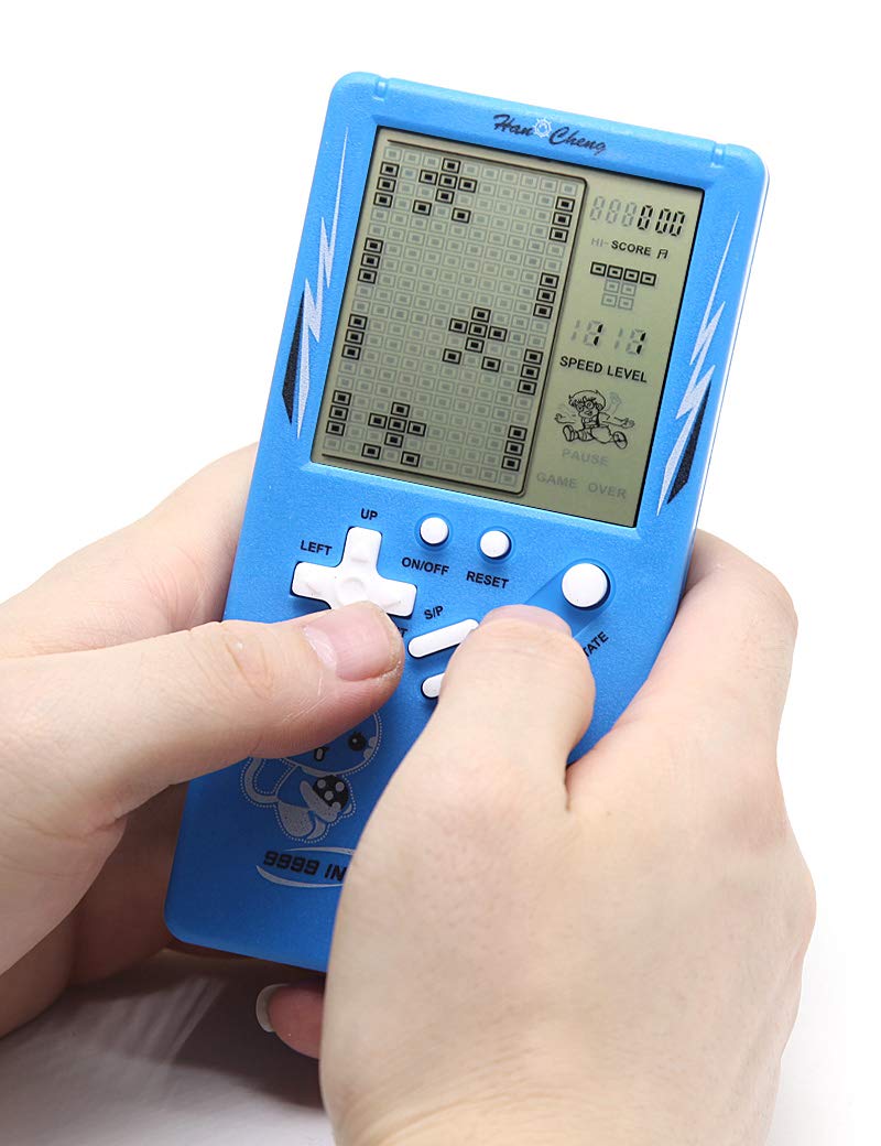 Retro Big Screen Brick Game Console 9999 in 1 Tank/Racing/Shooting Casual Puzzle Game Adjustable Difficulty and Speed Small and Easy to Carry Best Gifts (Blue)