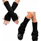 DUOJINSANXI Women’s Striped Leg Warmers & Arm Warmers Set – Knitted Y2K Goth Harajuku Style Accessories for Cosplay