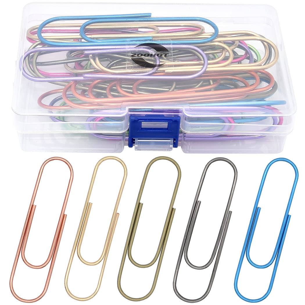 4 Inches Extra Large Paper Clips - Cute Paperclips Bookmark for Office School Document Organizing, 32 Pack(8 Colors, Per Color 4pcs)