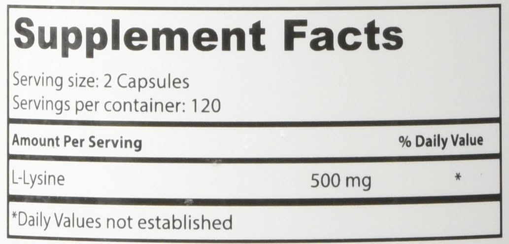 Superior Labs – Best L-Lysine NonGMO - Dietary Supplement –500 mg Pure Active L-Lysine – 120 Vegetable Capsules – Supports Calcium Absorption – Immune System & Respiratory Health Support: Health & Personal Care