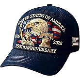 United States 250th Anniversary Cap, Adjustable Retro Embroidered Hat, Patriotic Baseball Cap for Men Women Gifts