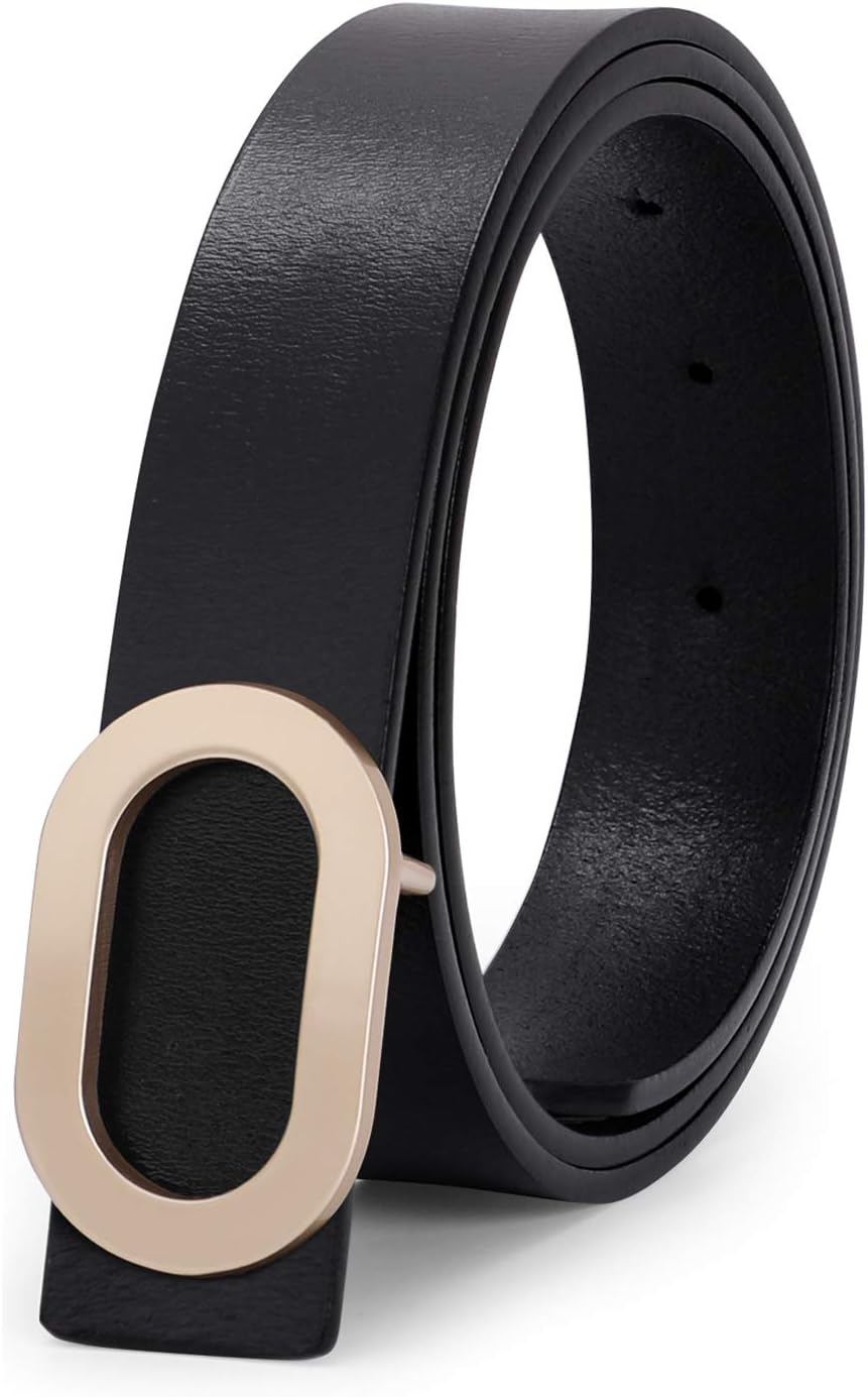 Women PU Leather Belt-Women Jeans Dress Belt-Ladies PU Leather Belts with Alloy Retro Buckle