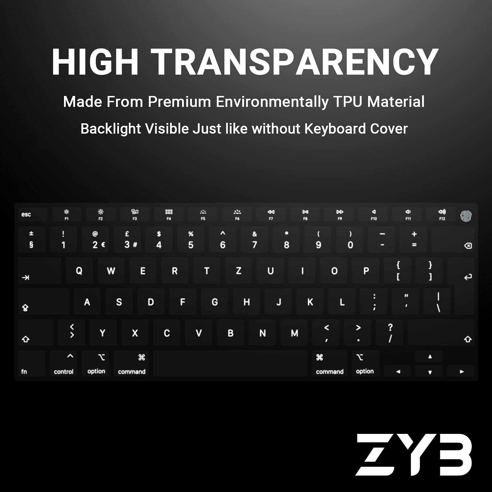 ZYB Ultra Thin TPU Keyboard Protector, High Transparency Dustproof MacBook Keyboard Cover for MacBook Air 13 13.6 15.3 2022-2025 M4 M3 M2, 2021-2025 MacBook Pro 14/16 M4 M3 M2 M1 QWERTZ EU
