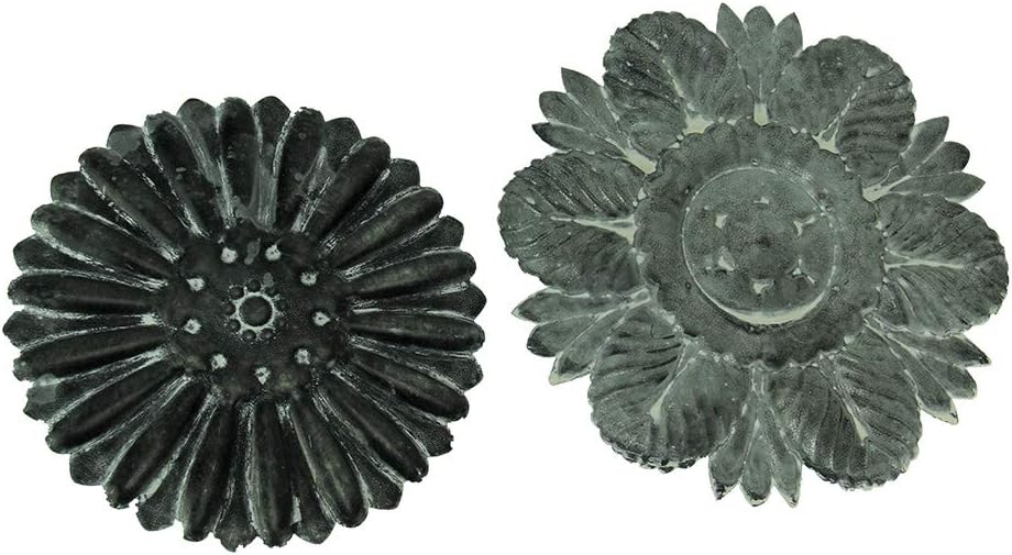 PD Home & Garden Set of 2 Distressed Embossed Tin Flower Decorative Wall Plaques