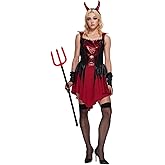EraSpooky Evil Dress for Women Halloween Devil costume Red Demon Dress 4PCs