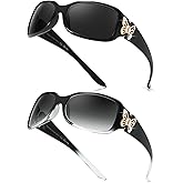 FIMILU 2 Pack Polarized Sunglasses for Women Wrap Around Glasses Trendy Butterfly Decor Fashion Accessories UV400 Protection