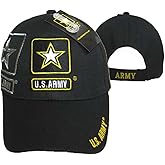 U.S. Army Star Shadow Black Embroidered Baseball Cap Hat 601S