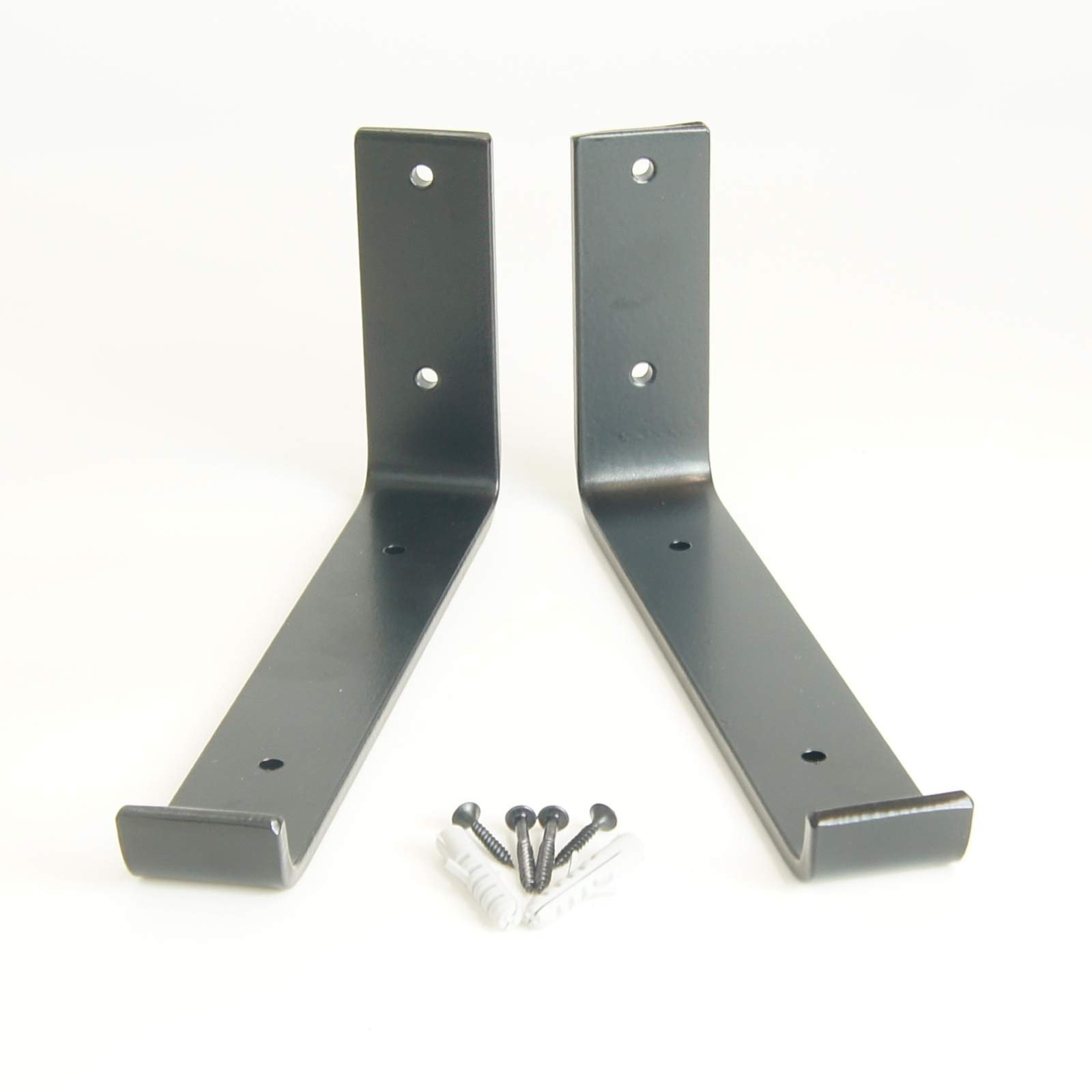 Rustic Scaffold Board Heavy Duty Shelf Brackets/Shelving Industrial Iron/Steel (Pair) by BMF Direct® (225mm Up Black)