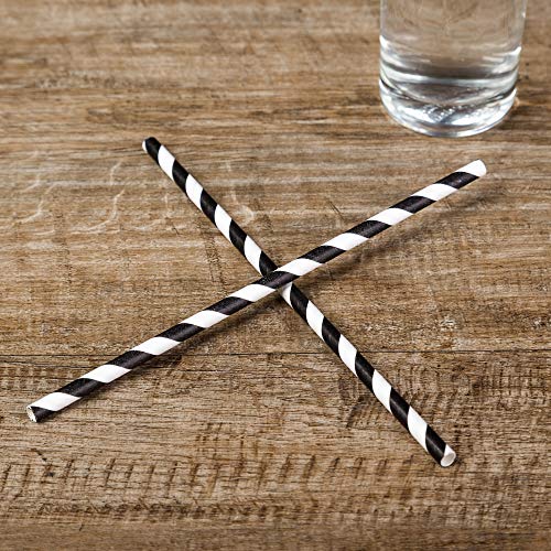 200 Pack Black and White Striped Paper Straws for Halloween Party Supplies for Kids Adult Accessories Biodegradable Vintage Drinking Birthdays Parties Celebrations - Thumbnail 4