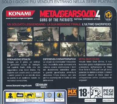Amazon Com Ps3 Metal Gear Solid 4 Guns Of The Patriots Platinum Edition Pal Ita Video Games