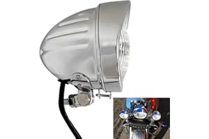 WIND MOZURA Retro 4.5" Motorcycle Headlights w/Visor Clear Lens 4 1/2 inch Chrome Vintage Head Light Lamp for Harley Sportster Dyna Softail Bobber Chopper Honda Yamaha Suzuki Kawasaki Custom