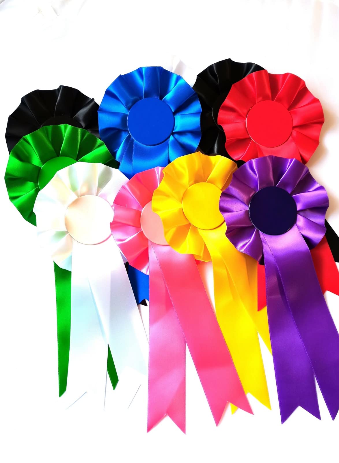 10 X 1 Tier Blank Rosettes In Satin Rosettes Blue Red White Black School Prizes Sports Celebration Sport Prizes Competitions Funerals Birthdays School Awards Sporting Awards