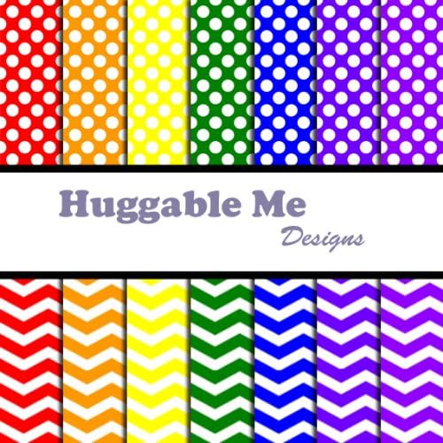 Rainbow Chevron & Polka Dots Scrapbook Paper Pack on CD