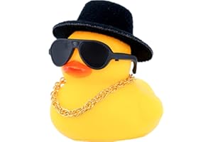 MuMyer Rubber Duck Car Ornaments Duck Car Dashboard Decorations Accessories with Mini Top Hat Necklace and Sunglasses(T1)