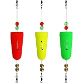 Dovesun Popping Corks for Saltwater, Weighted Fishing Bobbers and Floats | Cup or Oval Shape, Foam Body, Stainless Steel Wire, Brass Beads, Splash and Sound, Inshore Fishing, 3- or 6-Piece Options