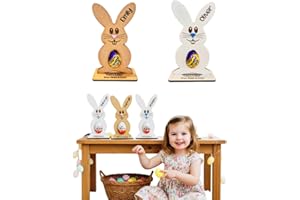 TIRXUIND Personalized Easter Egg Holder Bunny, Custom Name Bunny Decoration, Creme Egg Holder Treat, Easter Hunt Gift, White 