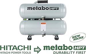 Metabo HPT EC99S Electric Air Compressor, Twin Stack, Portable, 4-Gallon, Cast Iron, Oil Lubricated Pump 135 PSI, 1-Year Warranty