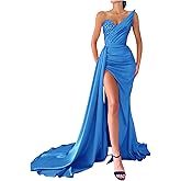 Strapless Mermaid Prom Dresses 2024 Beaded Formal Evening Gowns V Neck Slit Party Dresses for Women