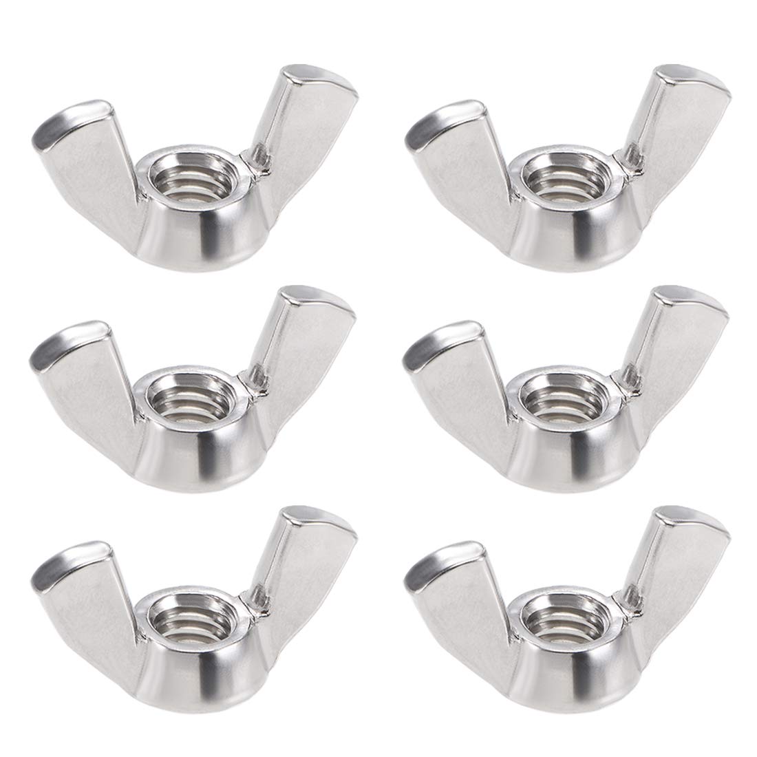 sourcing map #5/16"-18 Wing Nuts 304 Stainless Steel Shutters Butterfly Nut Hand Twist Tighten Fasteners Parts 6pcs