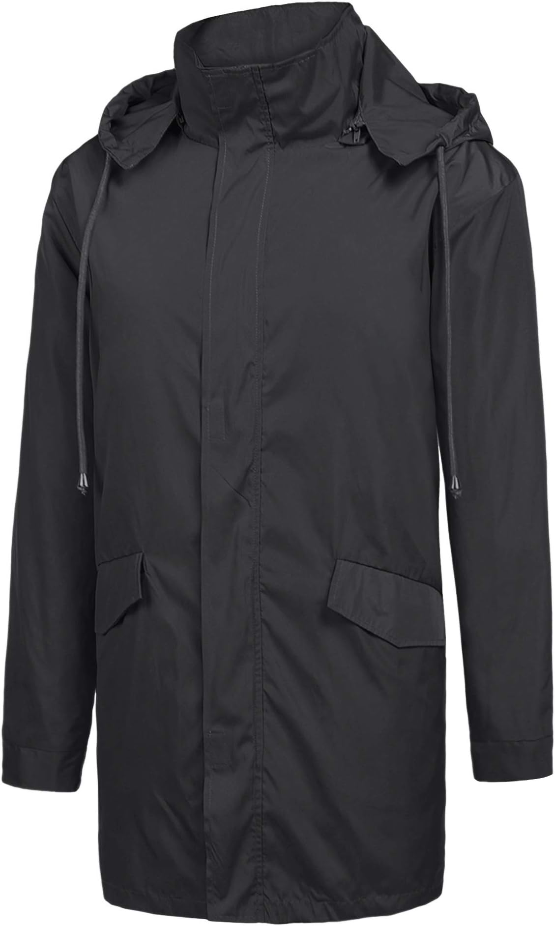 Men's Raincoats Waterproof Windbreaker Lightweight Active Outdoor Full Zip Hooded Long Rain Jacket