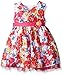 Nannette Girls' Swiss Dot Floral Dress with Surplice Neckline