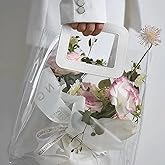 Rmannke Clear Gift Bag with Handle, 4 Pcs Transparent PVC Gift Bag, Heavy Duty Reusable Gift Wrap Bags for Bridal Party, Baby Shower, Wedding Favor, Shopping Bag Bulk- 9.8"x6"x11"