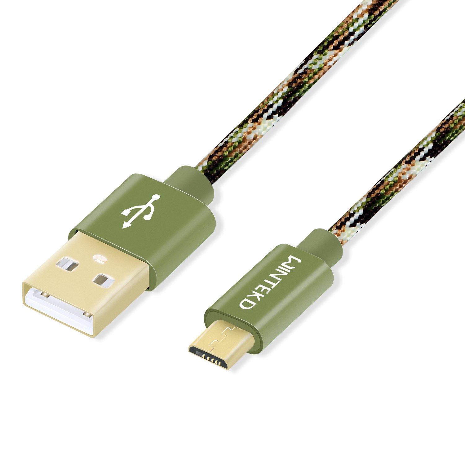 Micro USB Android Cable, WINTEKD [2-Pack 6.6ft] Premium Nylon Braided High Speed USB to Micro USB Charging Cord Android Fast Charger for Samsung Galaxy S7/S6/S5/Edge,Note 5/4/3,HTC,LG - (Camo Green)