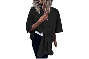 OPLXUO Cardigan for Women Winter Cloak Shawl Wraps Faux Fur Pompoms Irregular Hem Cape Warm Open Front Knit Sweater Shawls