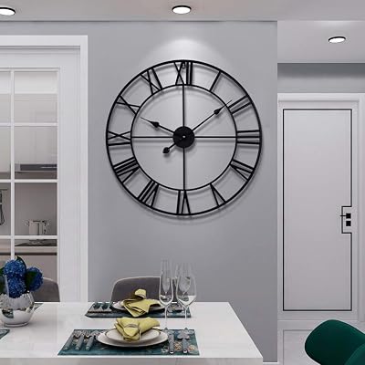 HAITANG Vintage Large Wall Clock 47cm Silent Non Ticking Battery Operated
