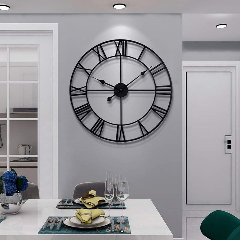HAITANG Vintage Large Wall Clock 47cm Silent Non Ticking Battery Operated