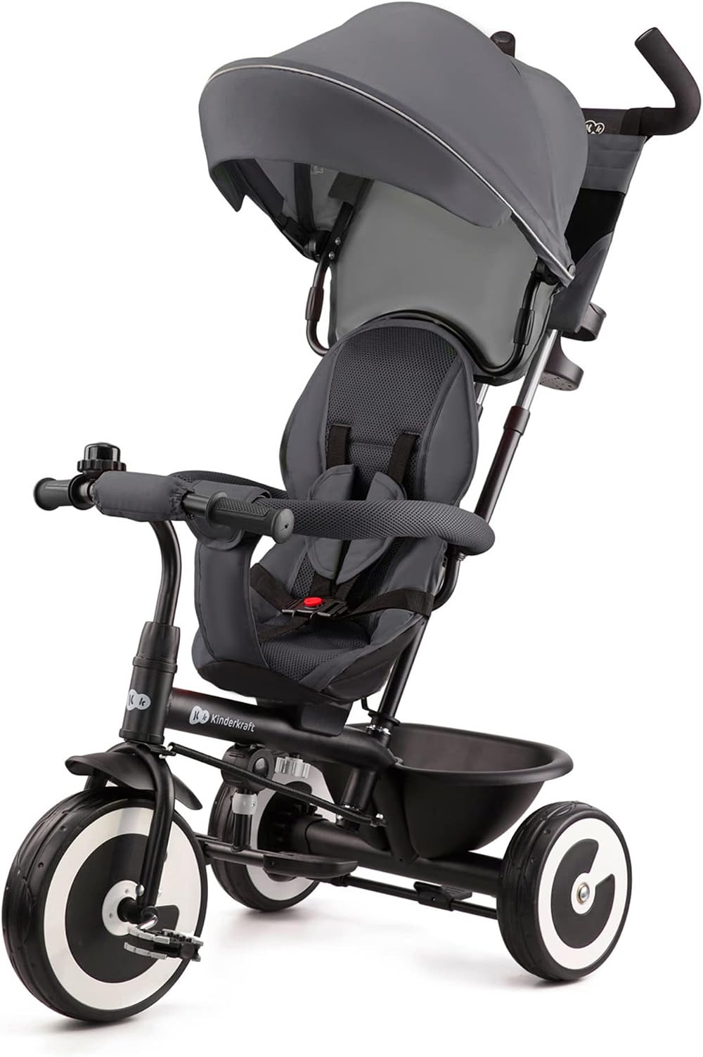 Kinderkraft ASTON Tricycle Baby Push Trike 9m-5y Gray with Parent Handle