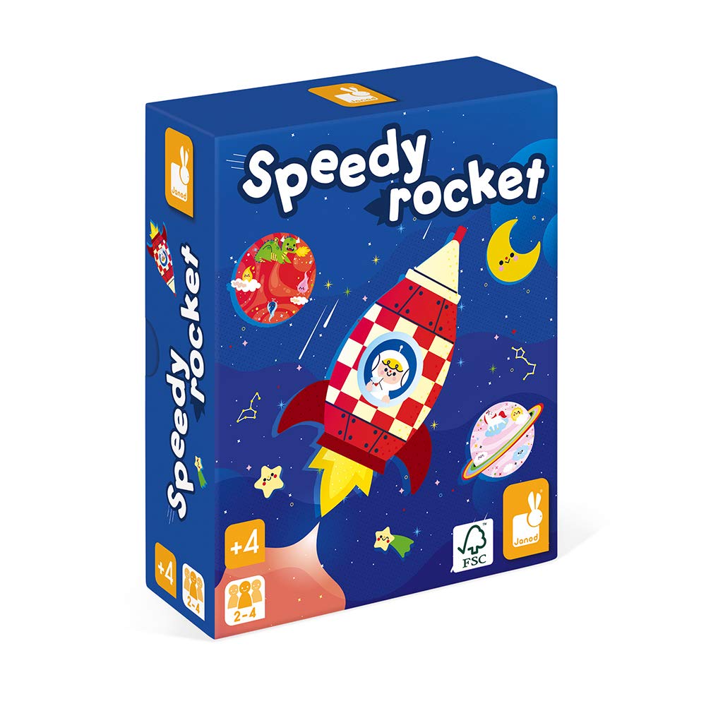 Janod - Speedy Rocket - Childrens Board Game - FSC- Certified Game of Skill - Ages 4 and up - J02635