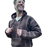 Vintage Mexican Baja Hoodie Drug Rug | Retro 70s Surf Style Throwback | Unisex Men &amp; Women | Soft Brushed Inside, Not Itchy | Hippie Jerga Poncho Pullover Sweater