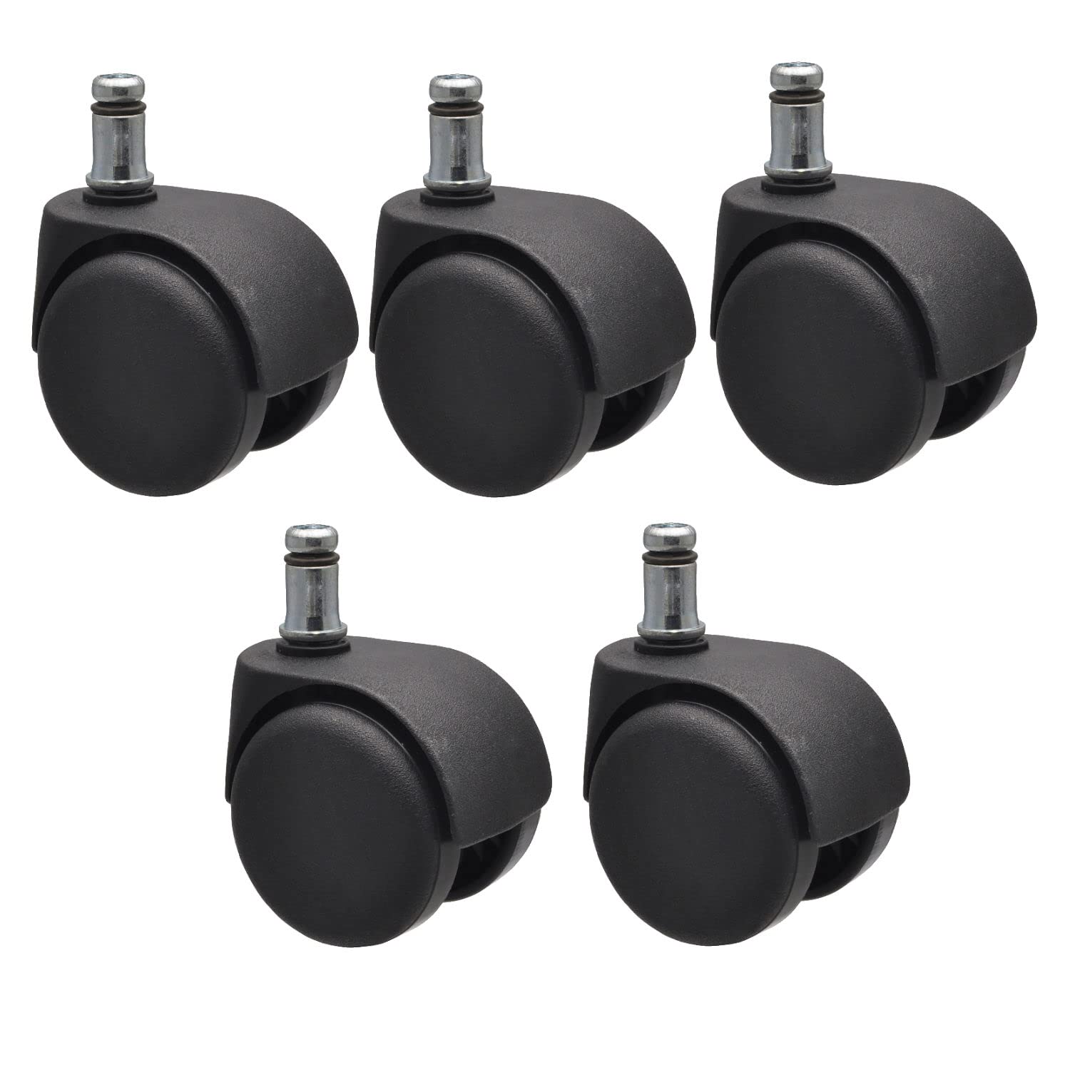 WAGNER swivel chair castors/office chair castors - 5pcs. set - HARD - diameter Ø 50 mm, interval braked, pin 11 x 20 mm,load capacity 50 kg/castor - 02500161