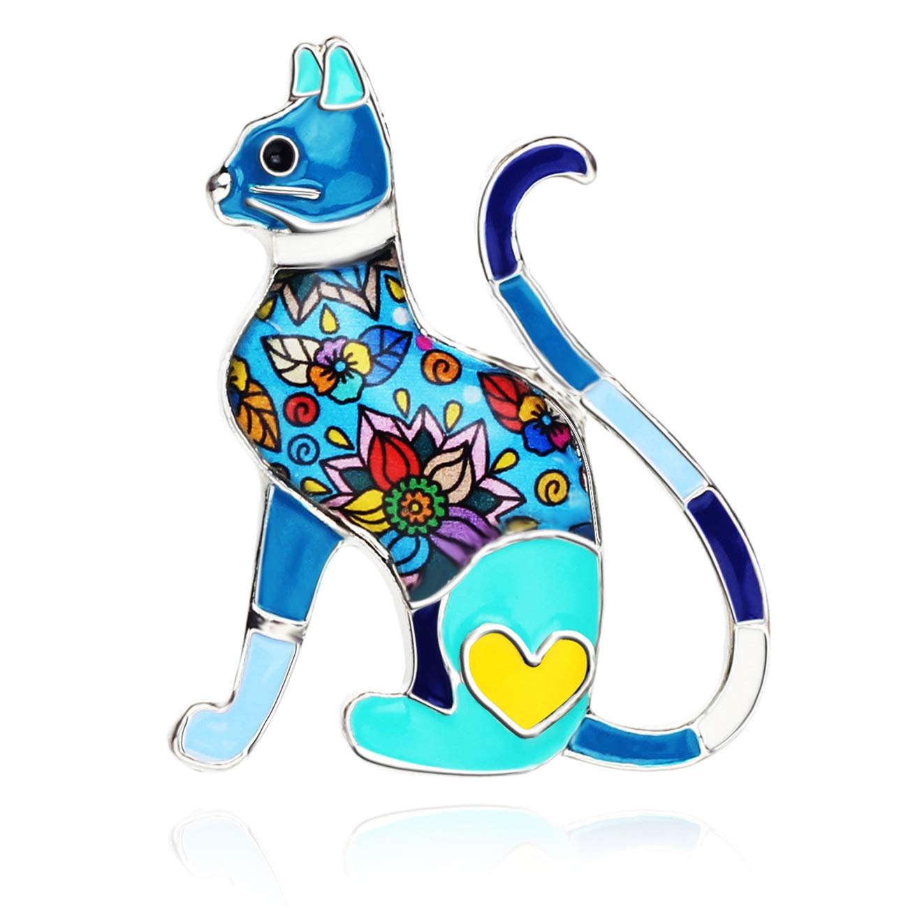 BONSNY Enamel Alloy Cute Cat Brooch Pet Pins Jewellery for Women Girls Clothing Scarf Accessories Gift (Navy)