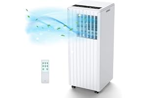 Takywep 8000 BTU Portable Air Conditioner for Rooms up to 350 Sq.Ft, with Dehumidifier, Cooling Modes, 24-Hour Timer, Sleep Mode, Remote Control, LED Display, and Installation Kit