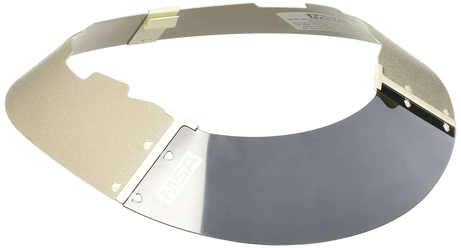 Photo 1 of MSA 697290 V-Gard Sun Shield - Standard V-Gard Cap Attachment, Polyurethane Brim Extender, Smoke-Tinted Lexan, Added Sun & Heat Protection, Reusable & Replaceable Hard Hat Accessory