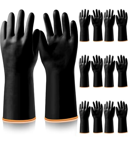 ROYAKI Chemical Resistant Latex Gloves – Heavy Duty Work Gloves For Cleaning & Protection