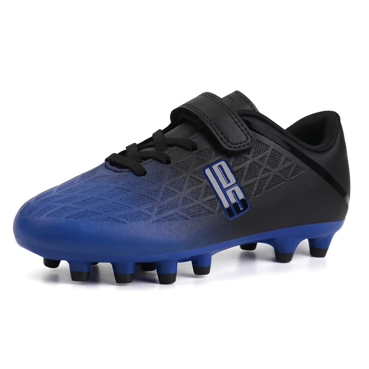 Photo 1 of brooman Kids Firm Ground Soccer Cleats Boys Girls Athletic Outdoor Football Shoes (13,Blue Black)