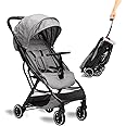 COOL KIDS Portable Stroller with Automatic Fold，Lightweight Umbrella Stroller with Pop Out Sun Canopy for Travel(Gray)