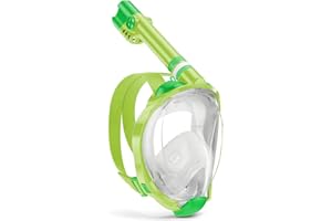 W WSTOO Kids Full Face Snorkel Mask with Latest Dry Top Safe Breathing System,Fold 180 Degree Panoramic View Snorkeling Gear,Anti-Fog Anti-Leak with Camera Mount